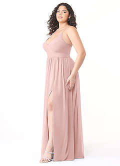 Azazie Aaida Robes de demoiselle d'honneur Robe Trapèze en Mousseline de soie Corset Rose Poudré image9