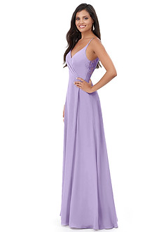 Azazie Lennon Bridesmaid Dresses Lilac A-Line Lace Chiffon Dress image4