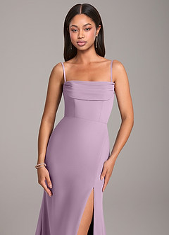 Azazie Saige Bridesmaid Dresses Wisteria Sheath Off the Shoulder Chiffon Convertible Dress image2