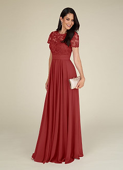 Azazie Annette Mother of the Bride Dresses Rust A-Line Lace Chiffon Dress image4