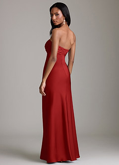 Azazie Saylor Jurken voor bruidsmeisjes Jurk van Stretch Satijn met Zeemeermin Strapless Granaatappel image5