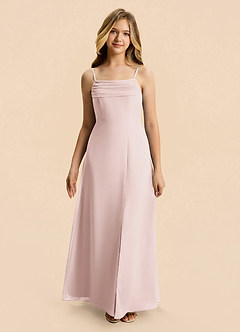 Azazie Lilly Junior Blushing Pink A-Line Pleated Chiffon Dress image4