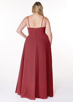 Azazie Moira Bridesmaid Dresses Pomegranate A-Line Scoop Chiffon Dress image9
