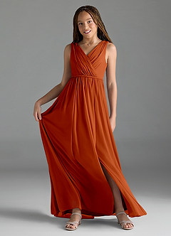 Azazie Tanicia Junior Bermuda A-Line Mesh Dress image1