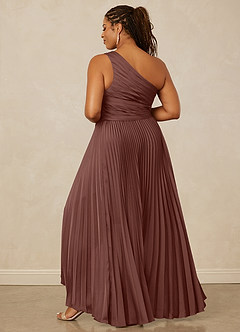 Christian Siriano Bridal for Azazie 1008 Bridesmaid Dresses Espresso A-Line One Shoulder Stretch Satin Dress image14