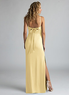 Azazie Mai Bridesmaid Dresses Butter Sheath Pleated Stretch Satin Dress image2