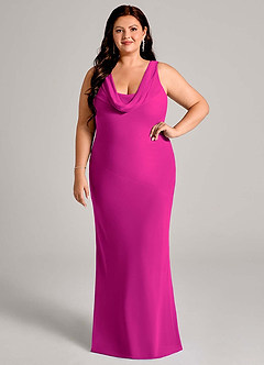 Azazie Rylina Bridesmaid Dresses Fuchsia Mermaid Pleated Chiffon Dress image7
