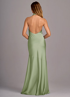 Azazie Lorena Bridesmaid Dresses Dusty Sage Mermaid Pleated Stretch Satin Dress image2
