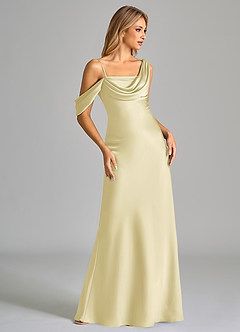 Azazie Celina Final Sale Espresso Sheath One Shoulder Stretch Satin Dress image5