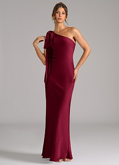 Azazie Capri Brautjungfernkleider Meerjungfrau-Linie One-Shoulder Stretch-Satin Kleid Burgunderrot image3