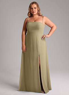Azazie Wren Bridesmaid Dresses Moss Green A-Line Side Slit Chiffon Convertible Dress image14