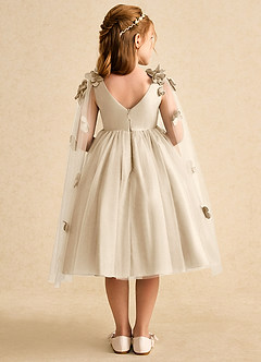 Azazie Staria Robe Demoiselle D'honneur Fillette Robe Princesse en Tulle Rayé Champagne image2