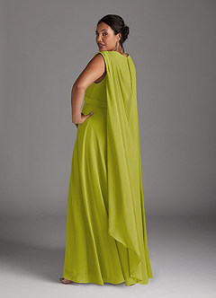 Azazie Isa Mère de la mariée Robes Robe Trapèze en Mousseline de soie Col V plissé Citronnelle image12