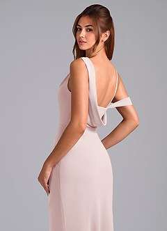 Azazie Madelyn Robes de demoiselle d'honneur Robe Sirène Convertible en Mousseline de soie Ue épaule Rose Pâle image2