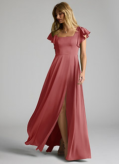 Azazie Bondi Bridesmaid Dresses Antique Rose A-Line Bow Stretch Satin Dress image6