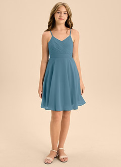 Azazie Avelina Junior Bermuda A-Line Pleated Chiffon Dress image4