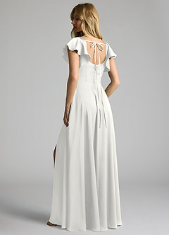 Azazie Bondi Bridesmaid Dresses White A-Line Bow Stretch Satin Dress image3