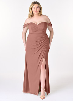 Azazie Tessa Jurken voor bruidsmeisjes Converteerbaar Jurk van Mesh met Kolom Lieverd off-the-shoulder Ceder Roos image8