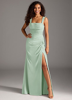 Azazie Jesaphine Bridesmaid Dresses Agave Sheath Bow Chiffon Dress image4