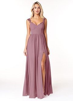Azazie Cleobella Bridesmaid Dresses Vintage Mauve A-Line Sweetheart Lace Chiffon Dress image1