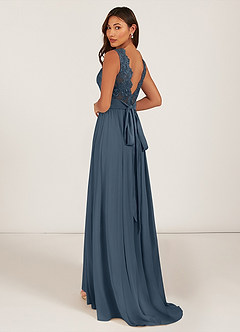 Azazie Gertrude Bridesmaid Dresses Neptune A-Line Lace Chiffon Dress image9