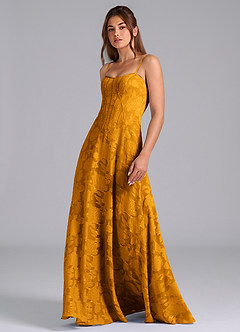 Azazie Stasy Bridesmaid Dresses Butterscotch A-Line Sweetheart Neckline Floral Burnout Dress image5