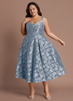 Briac Dusty Blue A-line Midi Dress image4