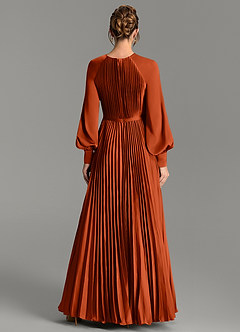 Azazie Grayson Bridesmaid Dresses Paprika A-Line Long Sleeve Stretch Satin Dress image2