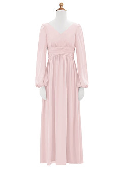 Azazie Norah Junior Vestido de Rosa Rubor de Gasa de Corte En A con Plisado image6