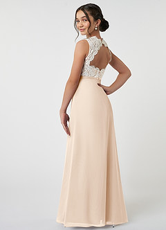 Azazie Rana Junior White Alabaster A-Line Lace Chiffon Dress image4