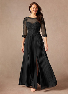 Azazie Corinne Kleider für die Brautmutter A-Linie Pailletten Chiffon Kleid Schwarz image3