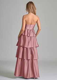 Azazie Faye Bridesmaid Dresses Dusty Rose A-Line Ruched Stretch Satin Dress image7