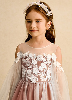 Azazie Zimi Flower Girl Dresses Cinnamon Ball-Gown Sweetheart Neckline Tulle Dress image9