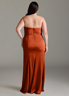 Azazie Yola Bridesmaid Dresses Paprika Sheath V-Neck Pleated Stretch Satin Convertible Dress image18
