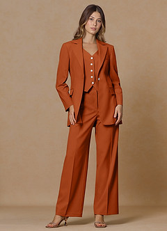 front Rowan Burnt Orange Refined Weave Performance 2-Piece Suit