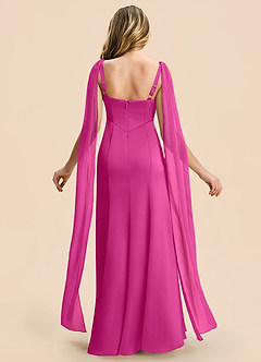 Azazie Chelsea Junior Fuchsia Sheath Pleated Stretch Satin Dress image2
