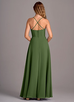 Azazie Carolyn Bridesmaid Dresses Olive A-Line Pleated Chiffon Dress image6