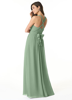 Azazie Olani Jurken voor bruidsmeisjes Converteerbaar Jurk van Chiffon met A-Lijn Off the Shoulder Matcha image3