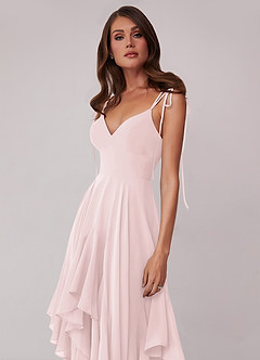 Barbie ♥ Azazie At-home Try On Dresses V-neck Chiffon Tiered A-line Dress image5