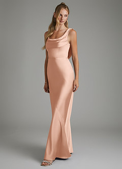 Azazie Elena Bridesmaid Dresses Rose Gold Mermaid Pleated Stretch Satin Dress image4