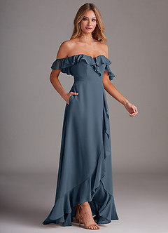 Azazie Lyra Bridesmaid Dresses Neptune A-Line Chiffon Convertible Dress image6