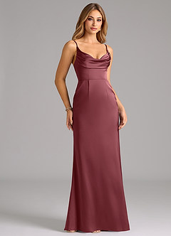 Azazie Aimee Bridesmaid Dresses Desert Rose A-Line Sweetheart Neckline Stretch Satin Dress image3