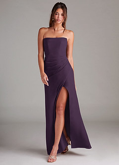 Azazie Leonis Bridesmaid Dresses Plum Sheath Strapless Chiffon Convertible Dress image7