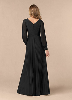 Azazie Zina Mother of the Bride Dresses Black A-Line Pleated Chiffon Dress image4