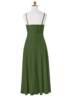 Azazie Sonya Junior A-Linie Spitze Chiffon Kleid Olivgrün image6