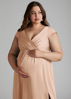 Azazie Allessia Brautjungfernkleider für Schwangere A-Linie Plissee Stretch-Satin Bodenlänge Kleid image13