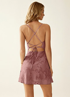 Nevieve Rosa Empolvado Minivestido jacquard con espalda descubierta image6