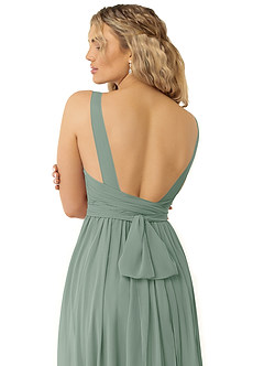 Azazie Kora Bridesmaid Dresses Silver Sage A-Line Pleated Chiffon Dress image6