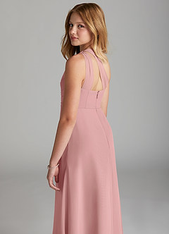 Azazie Maive Junior Dusty Rose A-Line Pleated Chiffon Dress image6