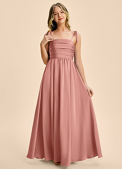 Azazie Jayden Junior Rosette A-Line Pleated Stretch Satin Dress image5